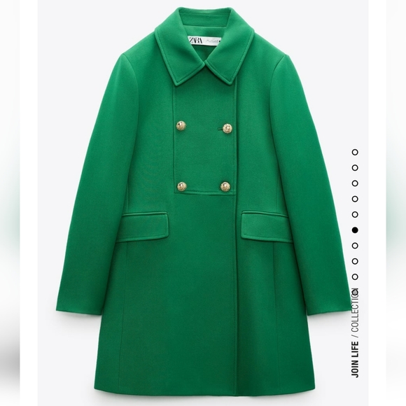 ZARA BUTTONED TAILORED COAT GREEN COLOR Bloggers favorite - Picture 13 of 16